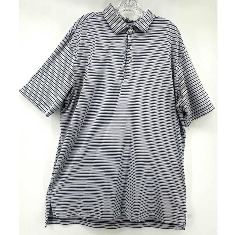 Peter Millar Summer Comfort Mens XL Polo Shirt Striped Woodlands Country Club